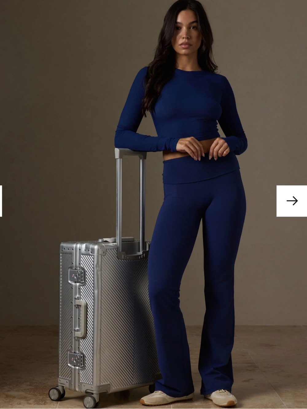Monday Swimwear Navy Long-Sleeve Crop Top & High-Waist Track Pants